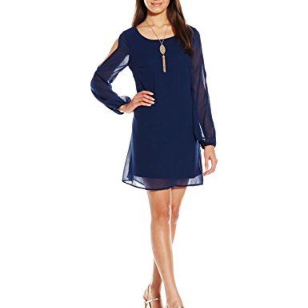 As U Wish Juniors Long Sleeve Cold Shoulder Dress